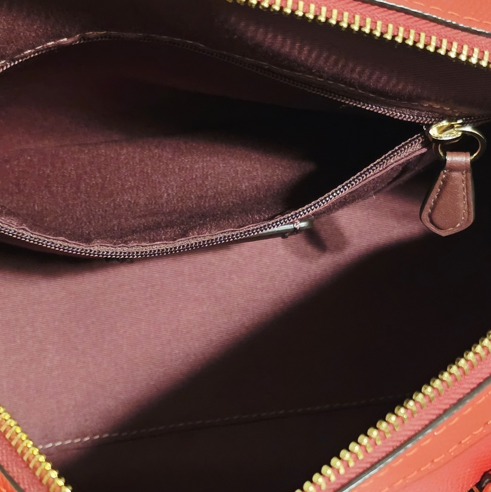 Coach Rowan Satchel Bag Purse Red Leather Crossbody CH322 + Swagger Chain Charms - Picture 14 of 16